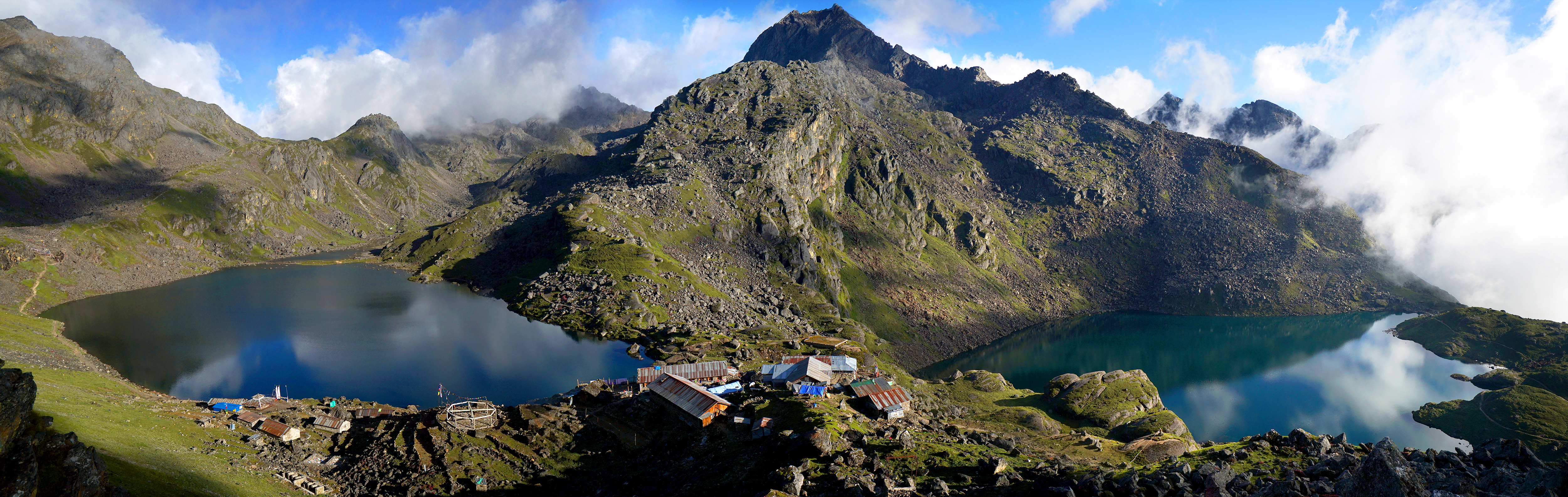 Gosaikunda and Bhairab Kunda lake (Panoroma)