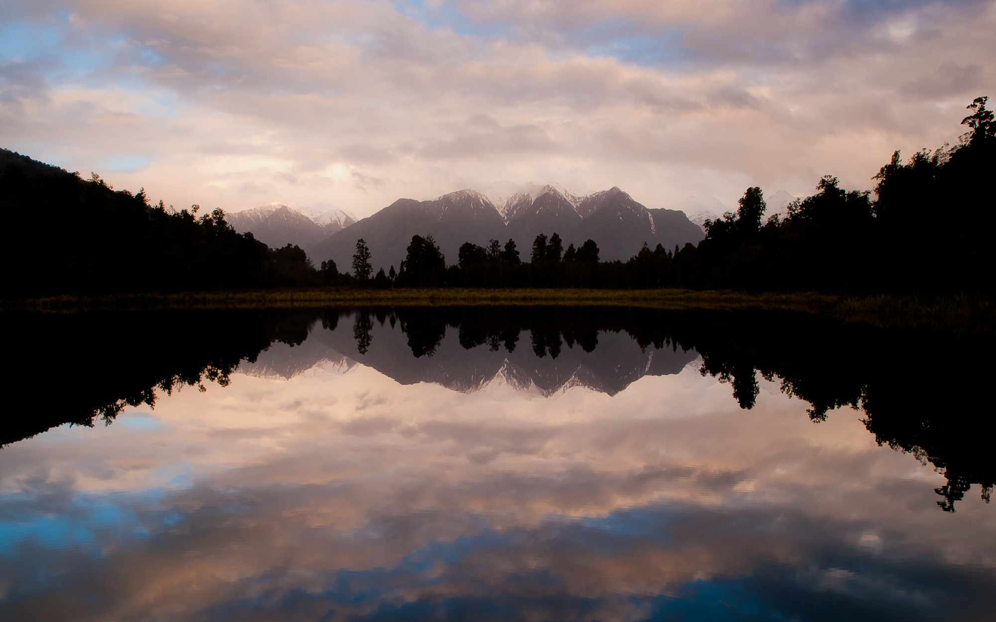 Lake Matheson (New Zealand) just after the sunset