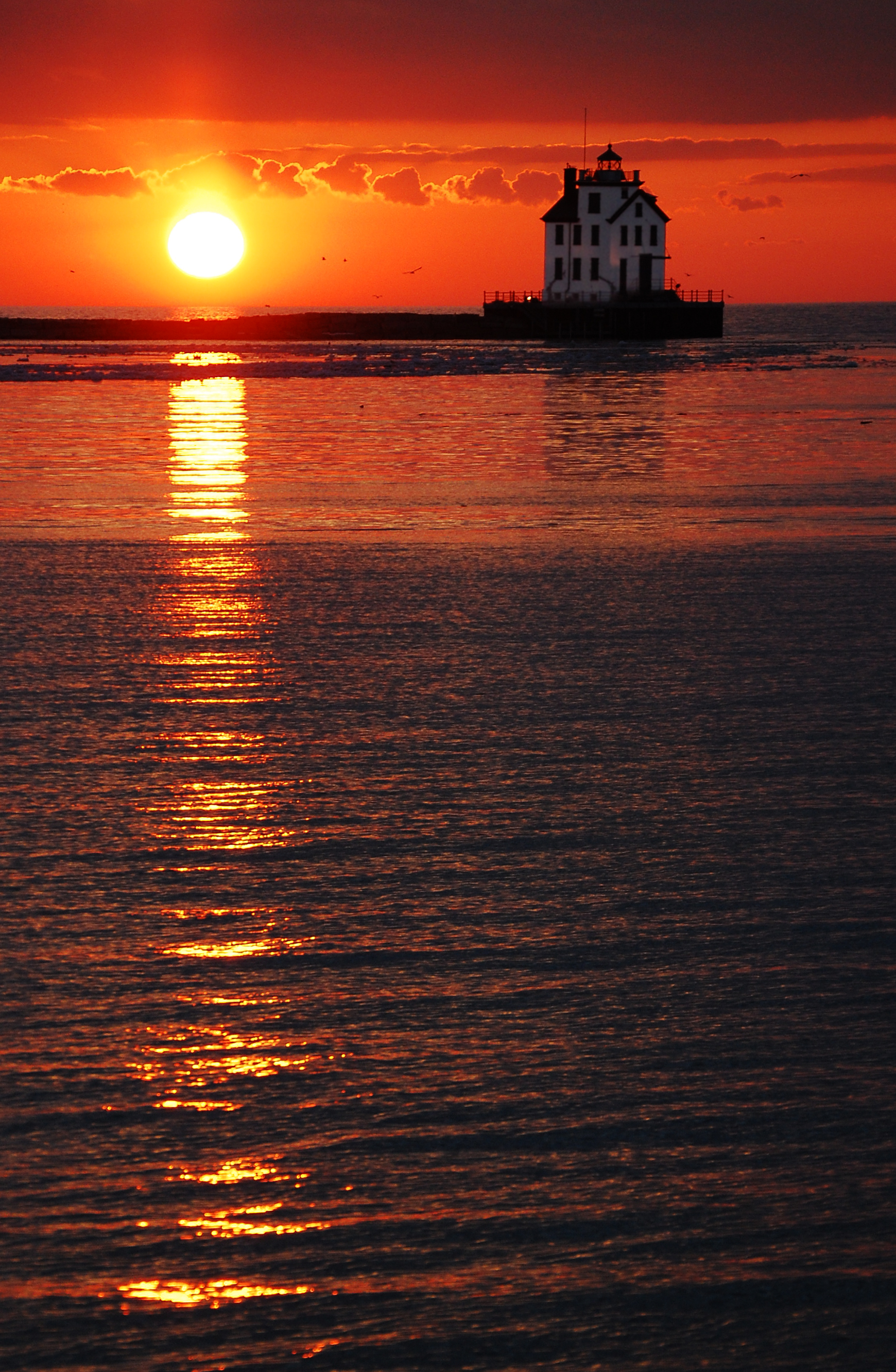 Lorain lighthouse at sunset