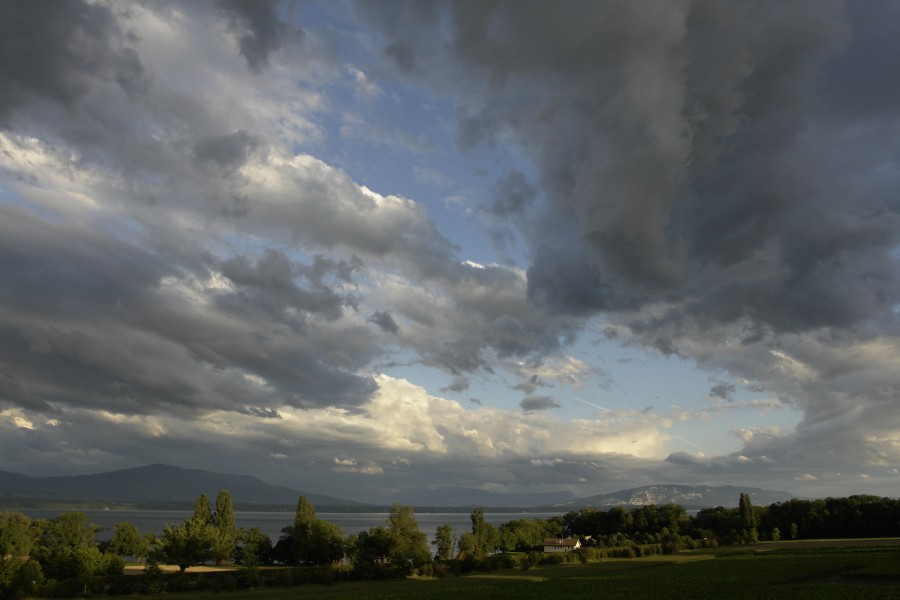 Lac Léman depuis la Côte avec les Voirons et le Salève au fond