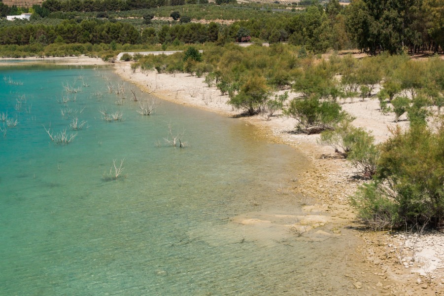 River of the lake, Embalse de los Bermejales, Andalusia, Spain