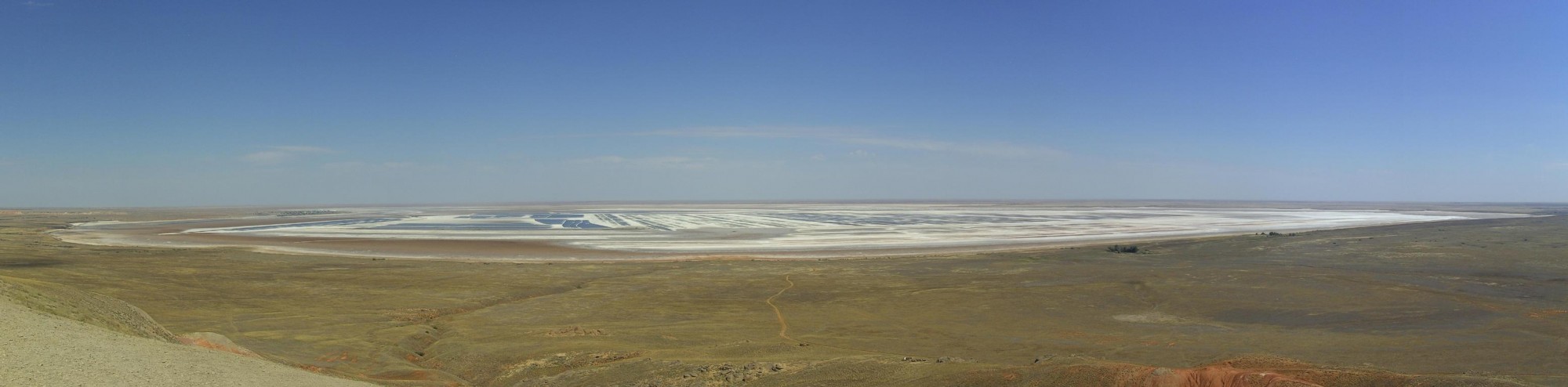 Salt lake Baskunchak in Astrakhan Oblast (panoramic)