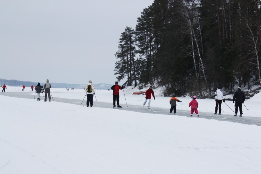 Skiing and ice skating on Lake Tuusulanjärvi I3790 C