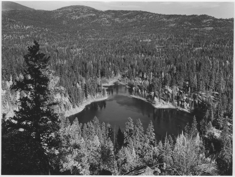 Summit Lake and Upper Omak Creek Basin, looking NE from eastern end of Omak Lake Ridge. Apporximately half of the... - NARA - 298685