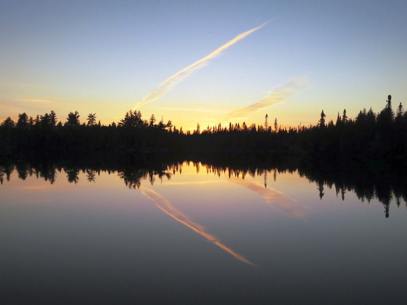 Sunset Contrail Lake