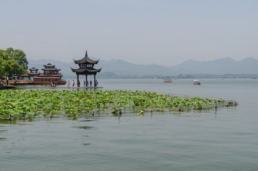 West Lake Pavilion and Water Lilies, Hangzhou 120529 1