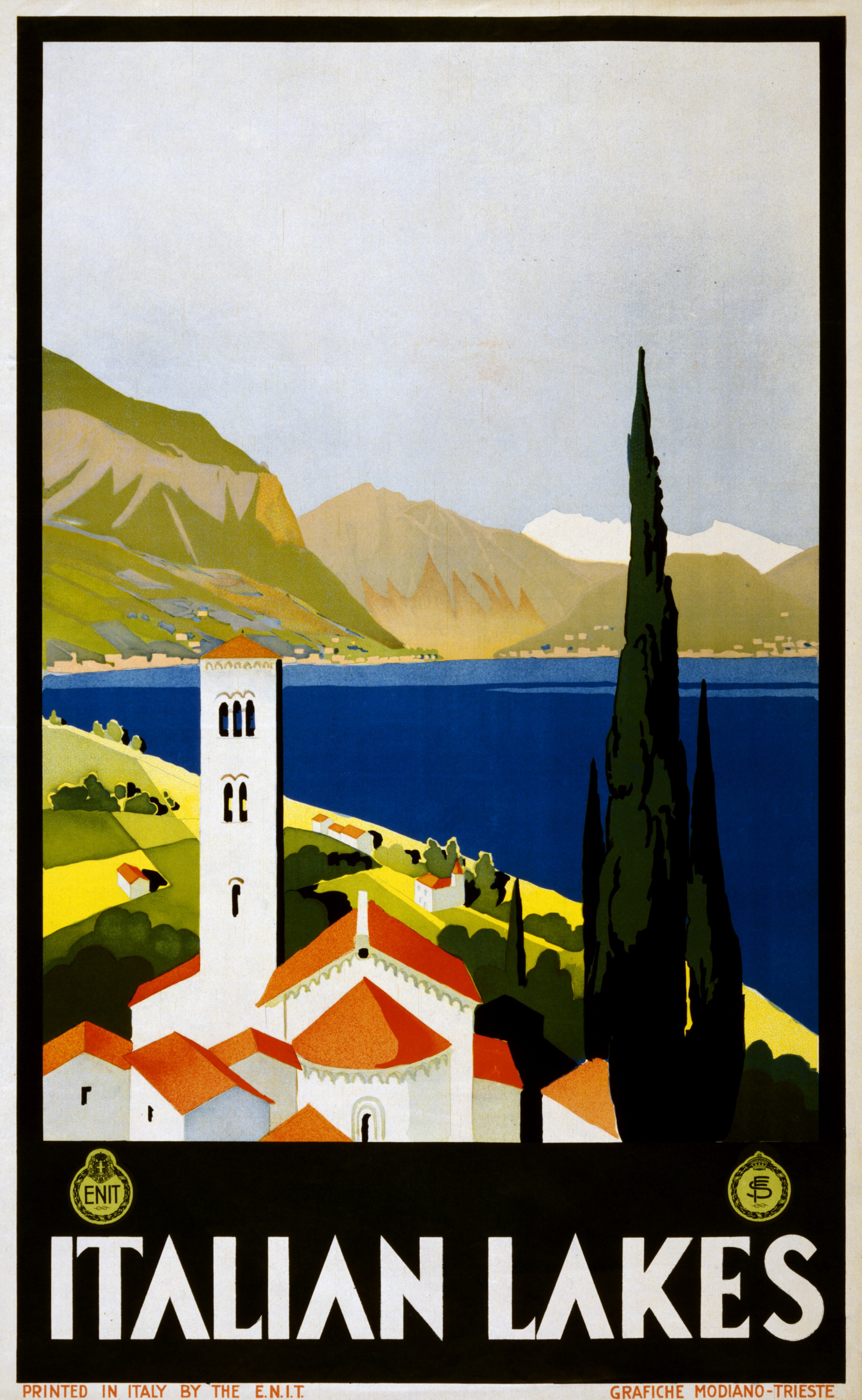 Italian Lakes, travel poster for ENIT, ca. 1930