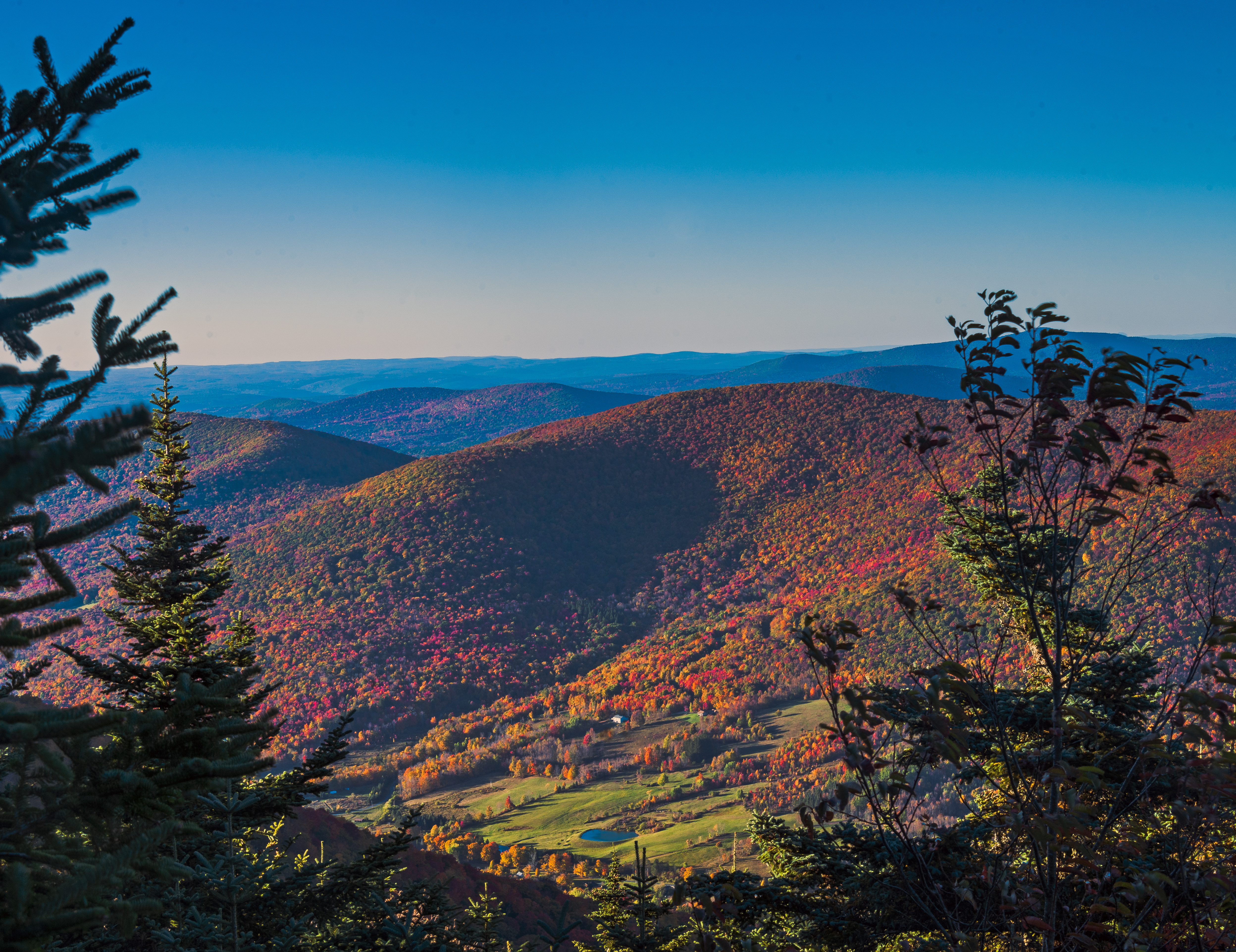 Evergreen Mountain in autumn from Buck Ridge Lookout, Catskills