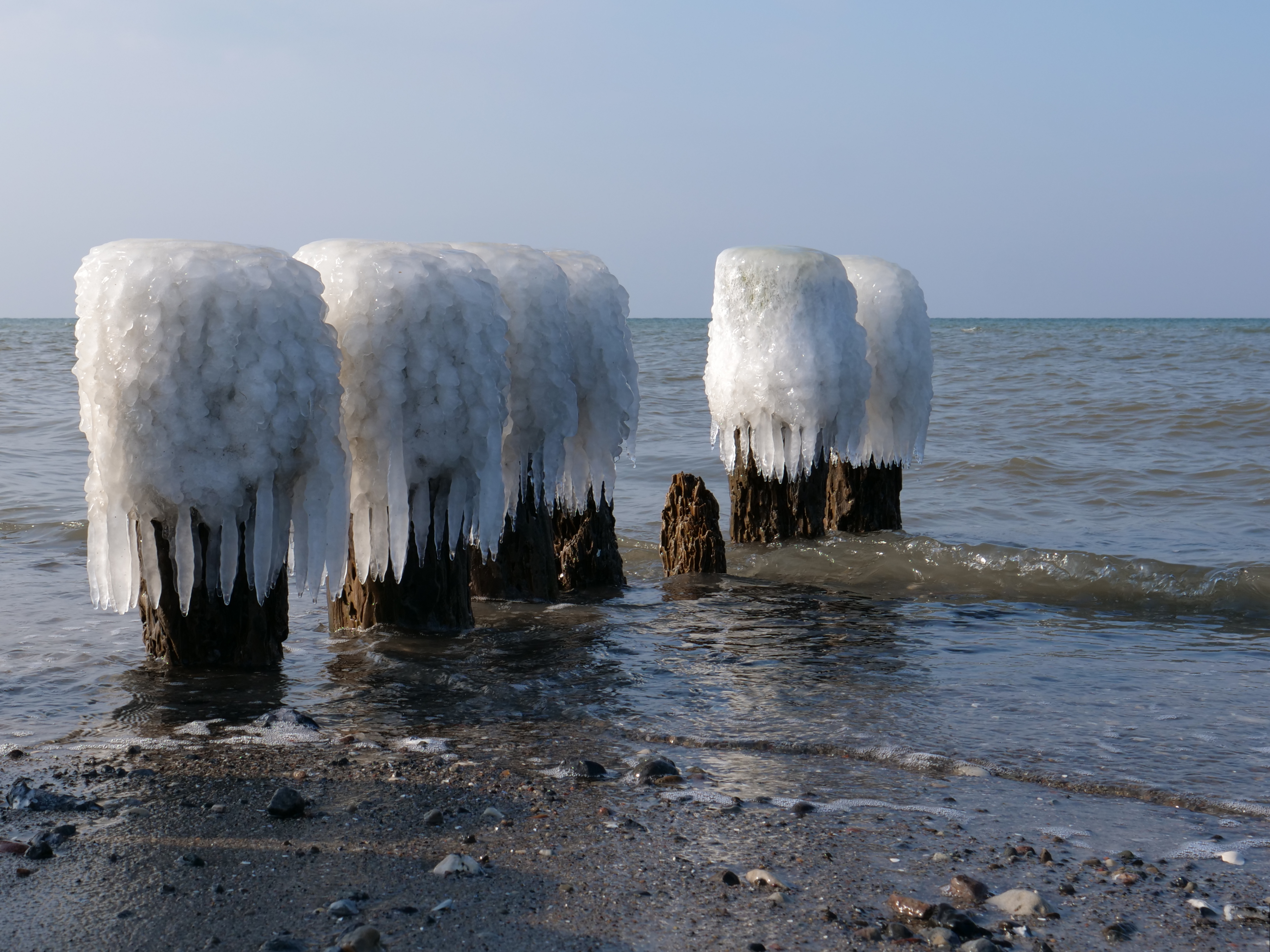 Groyne at baltic sea near Graal-Müritz in winter