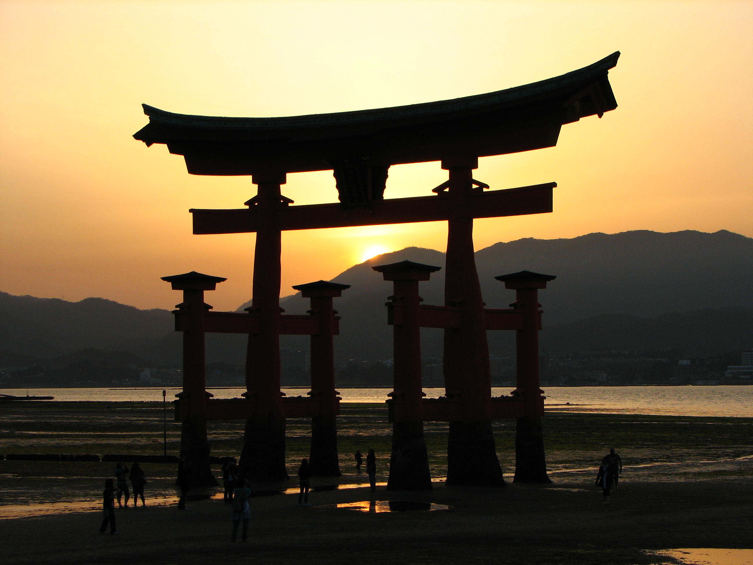 Itsukushima-jinja torii at sunset