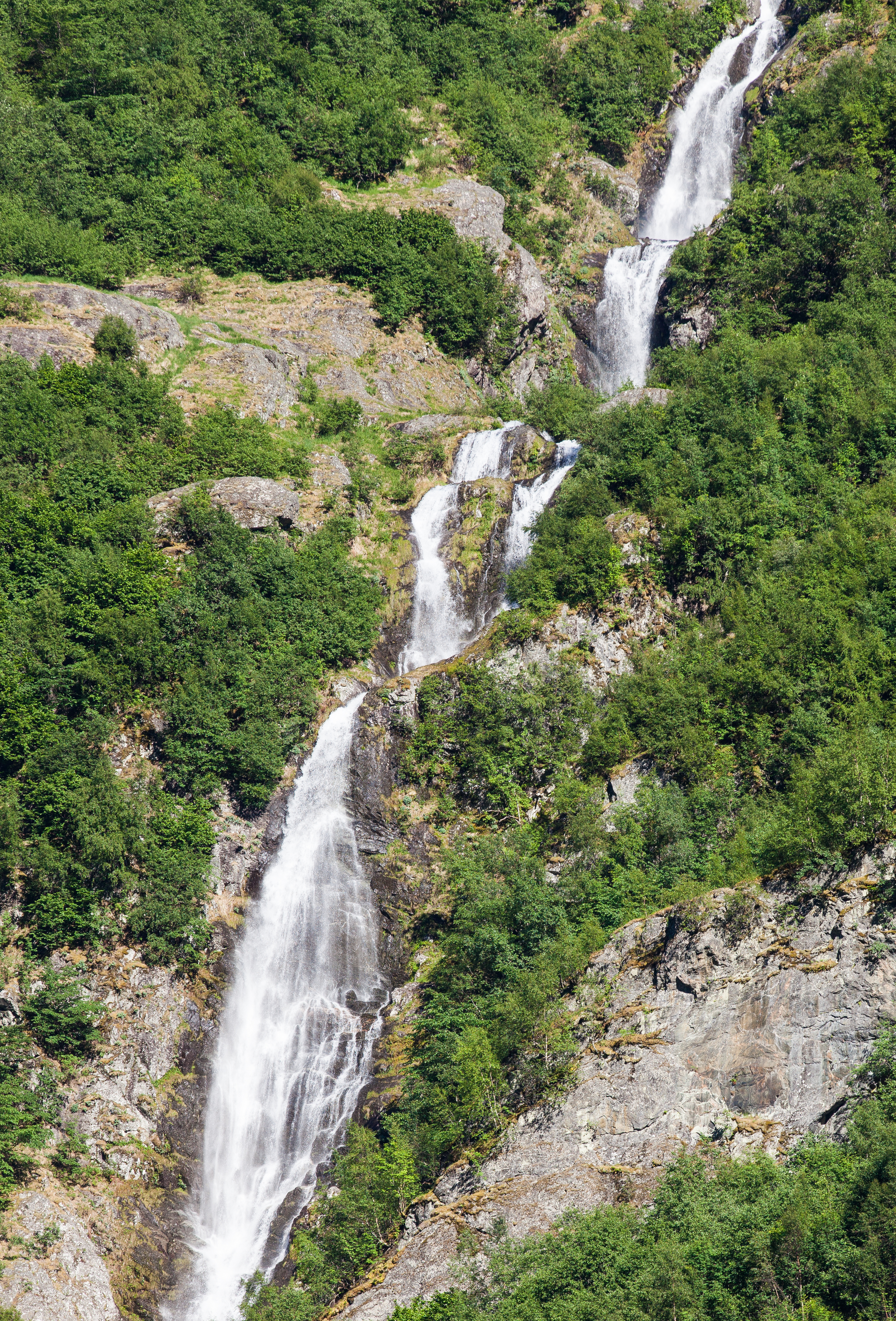 a waterfall falling into a branch of the Sognefjord, Norway, near Flåm, June 2014, picture 100