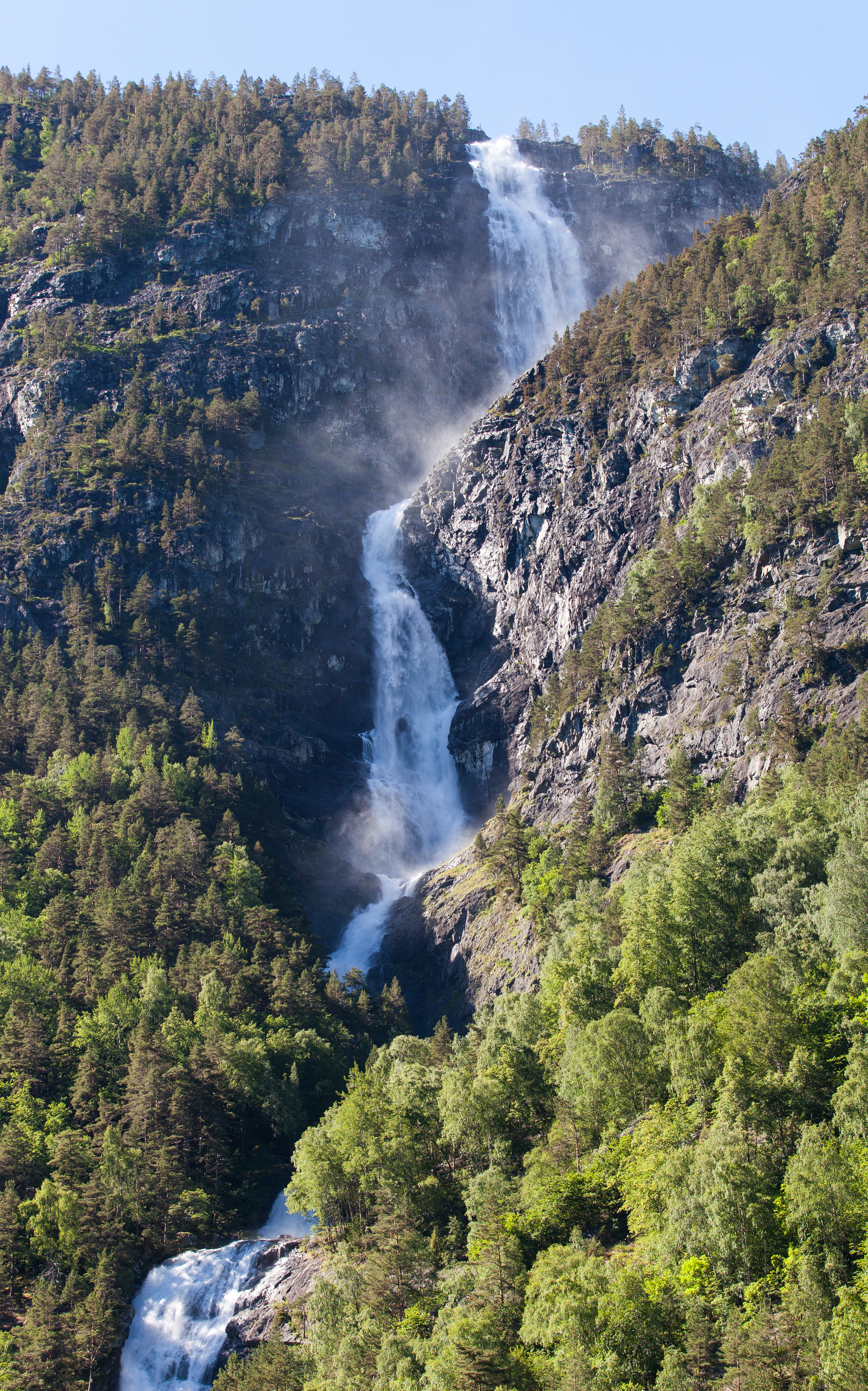 a waterfall falling into a branch of the Sognefjord, Norway, near Flåm, June 2014, picture 79