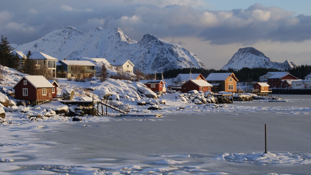 Ballstad, Vestvågøya, Lofoten, Norway in winter