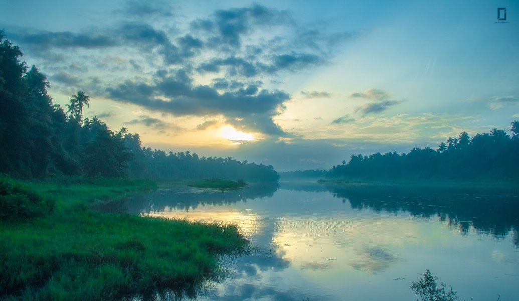 Chalakudy River bank on a summer sunrise