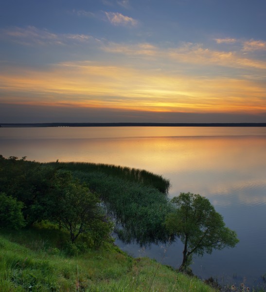 dawn at Siversky Donets river in Ukraine