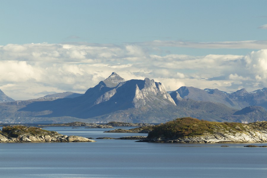 Distant massif of Hatten over Vestfjorden, Nordland, Norway, 2015 September