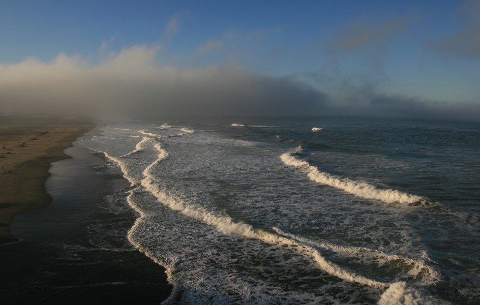 Fog ot Ocean Beach in San Francisco is clearing up