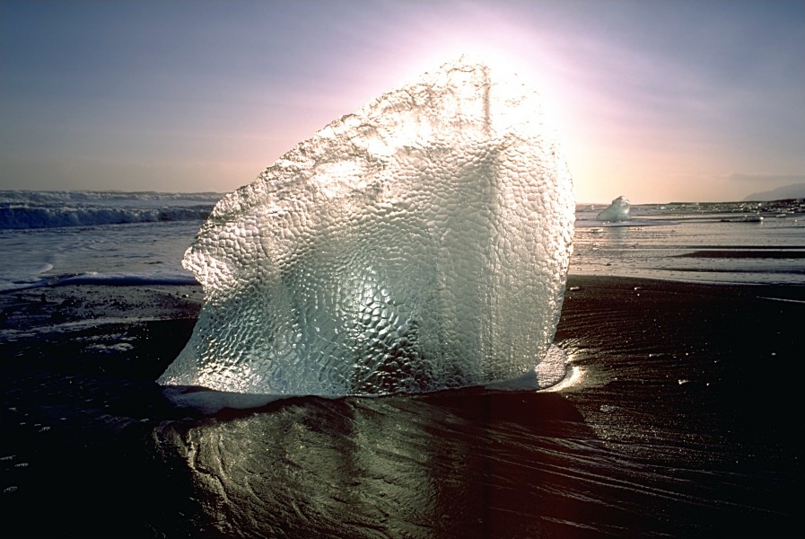 Ice block at beach near Jökulsárlón, Iceland
