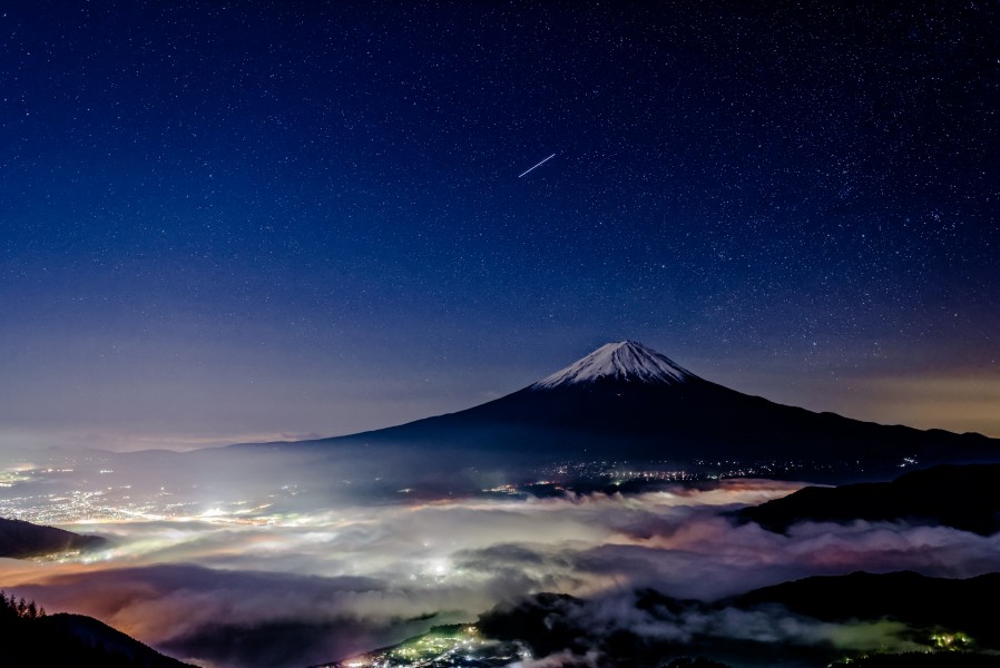 Mount Fuji at night