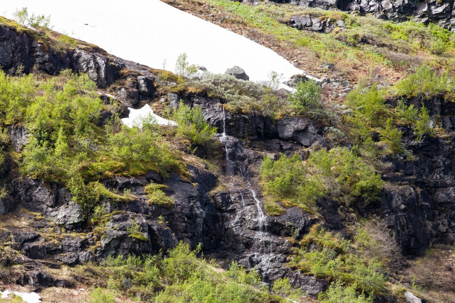 a waterfall in Norway seen from a Flåm line train open window, near Flåm, June 2014, picture 47