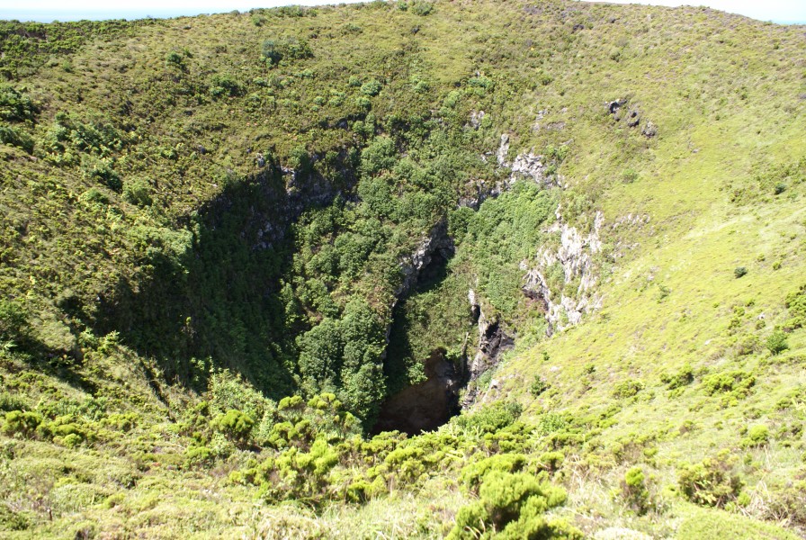Pico da Caldeirinha, pormenor da cratera, Santa Cruz da Graciosa, ilha Graciosa, Açores, Portugal