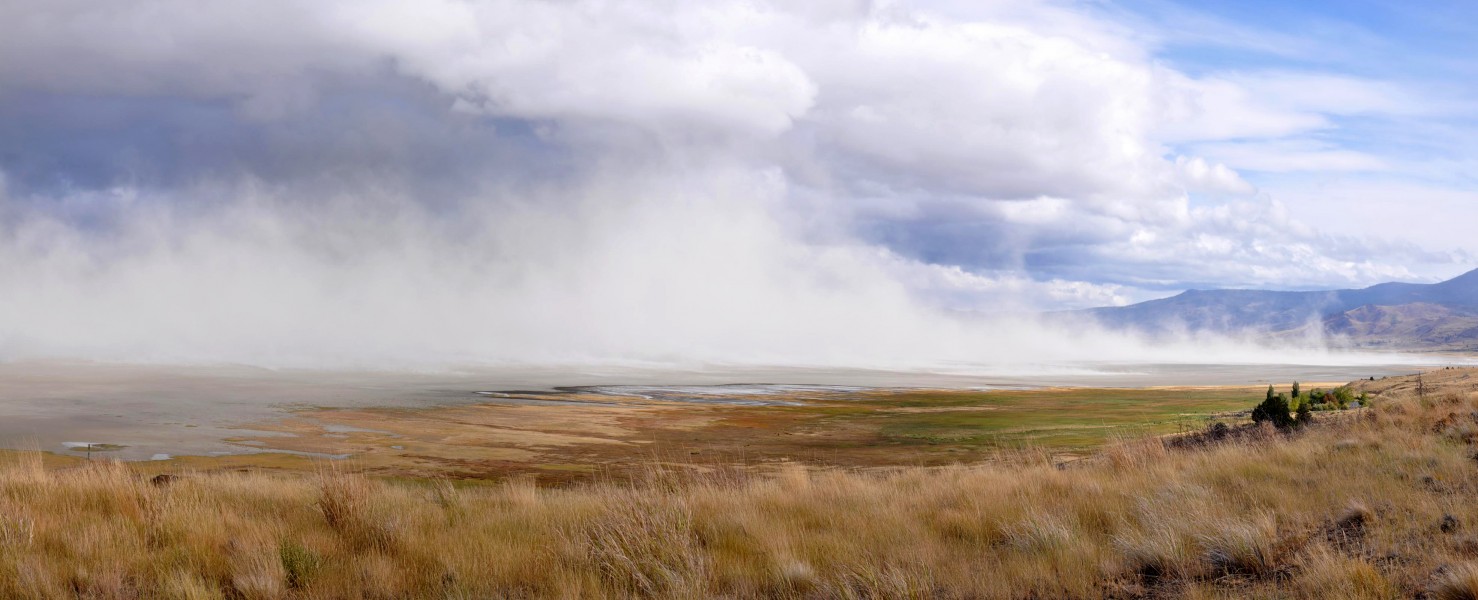 Summer Lake dust storm pano