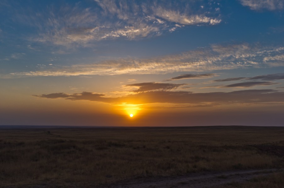Sunset on the South Kazakhstani steppe
