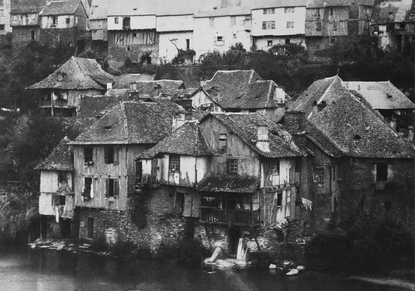 Village by waterfront by Gustave Le Gray
