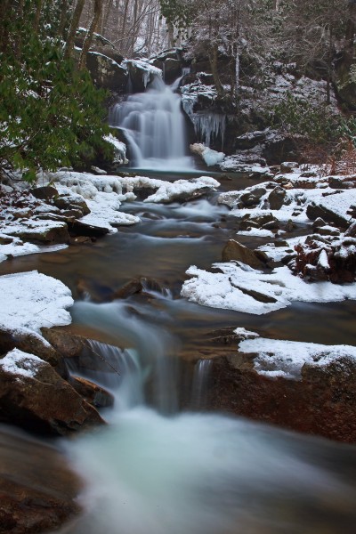 Winter-creek-waterfall-landscape-scene - West Virginia - ForestWander