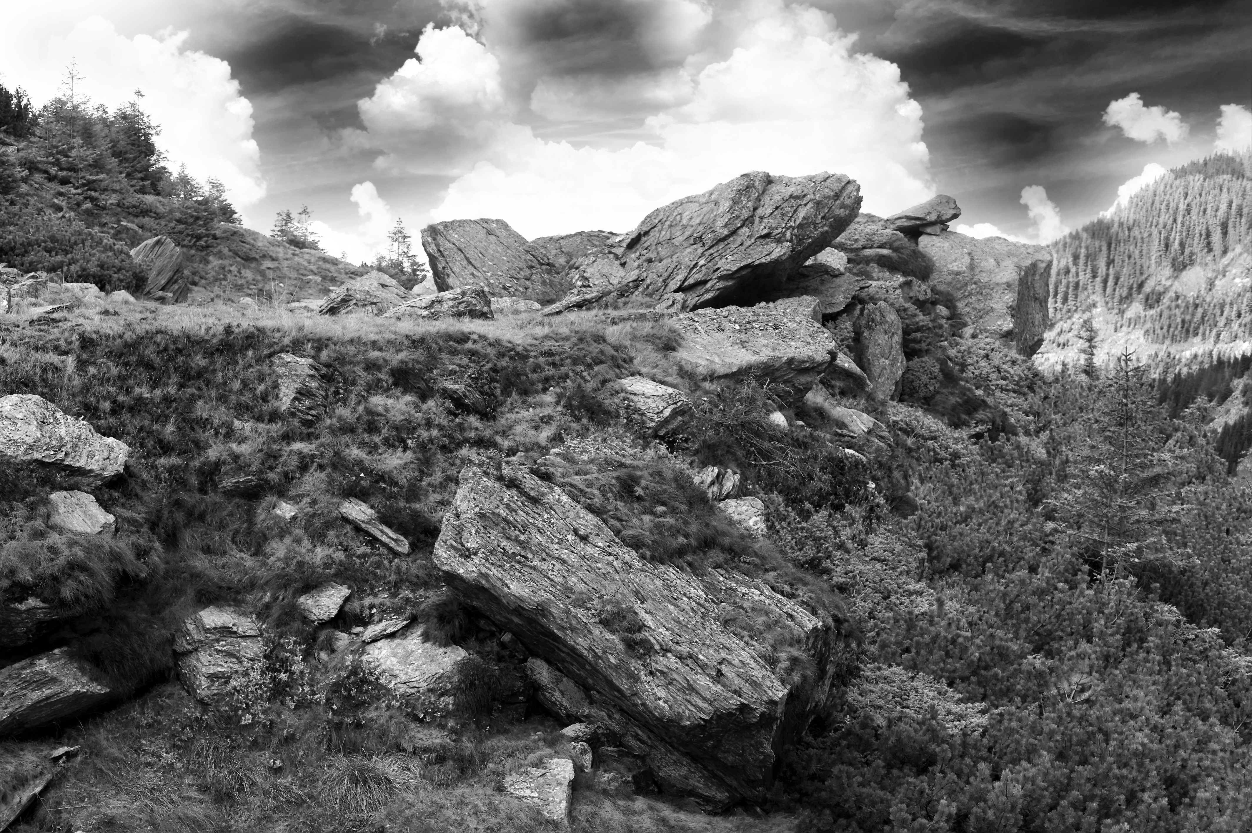 Stones Fagaras Mountains bw 003 (RO)