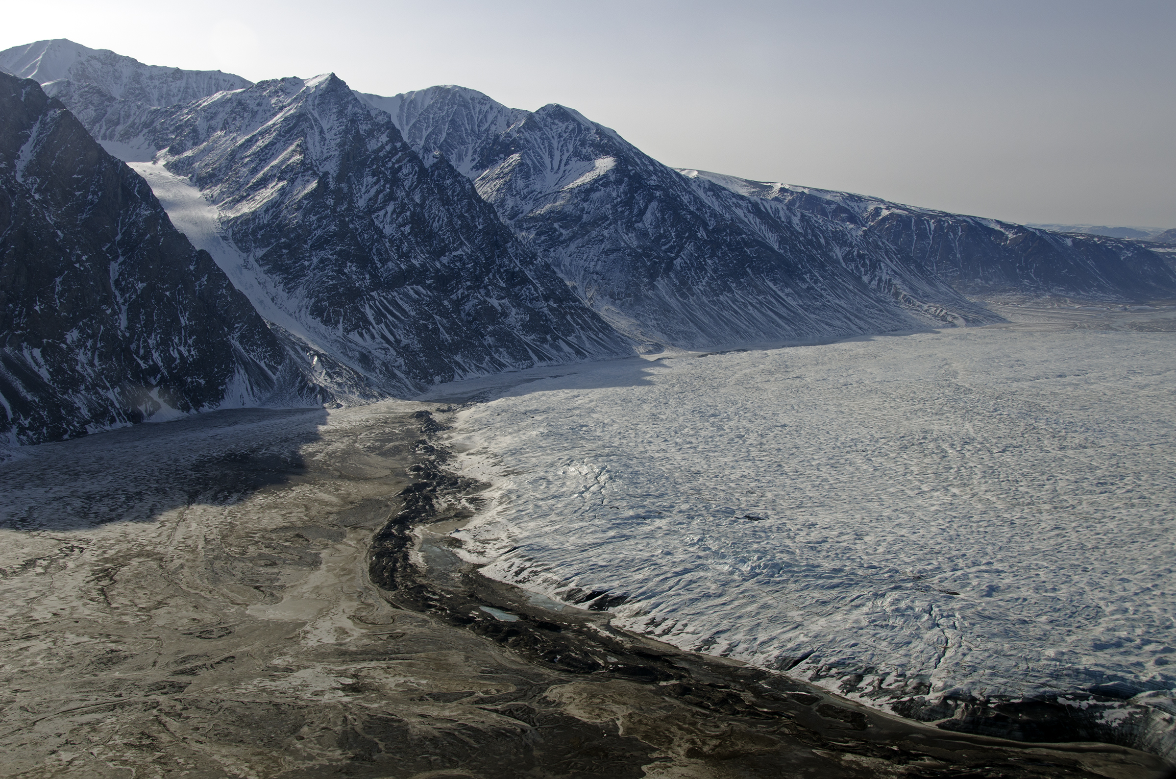 Terminus of Wordie Glacier in northeast Greenland with small terminal moraine