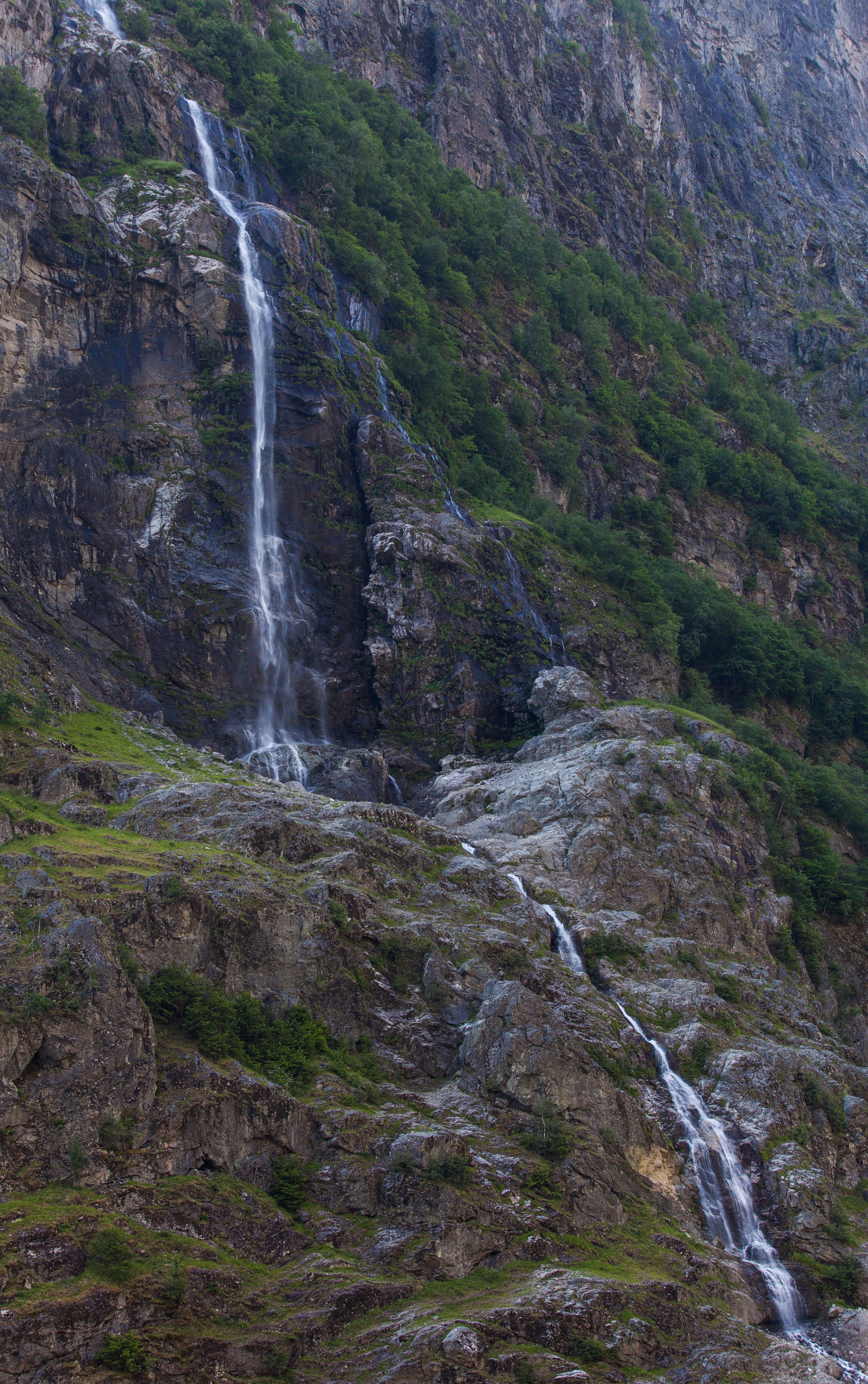 a waterfall falling into a branch of the Sognefjord, Norway, near Flåm, June 2014, picture 102