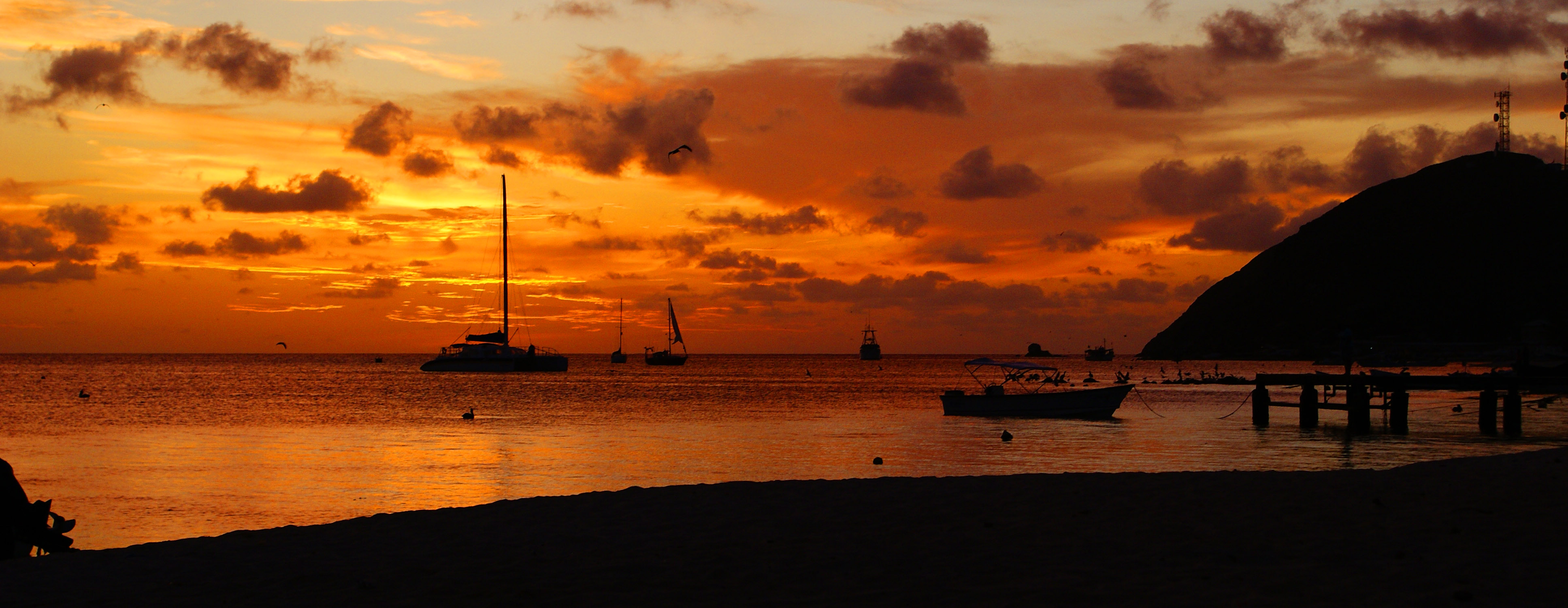 sunset on Los Roques' main island