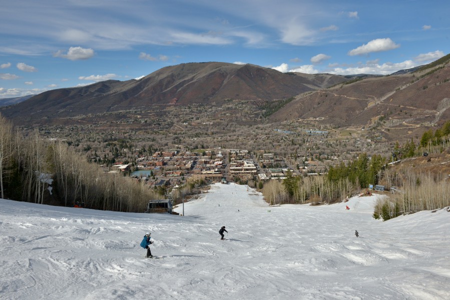 Aspen Mountain spring skiing over Aspen