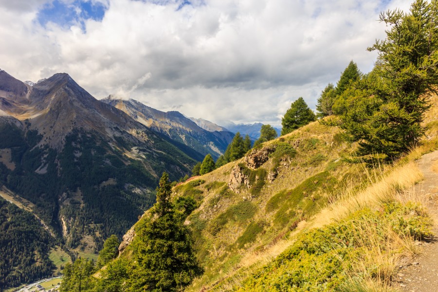 Bergtocht van Gimillan (1805m.) naar Colle Tsa Sètse in Cogne Valley (Italië). Zicht op het bergpad 02
