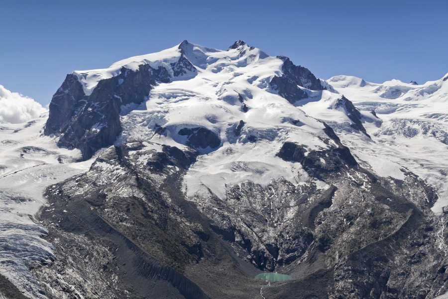 Dufourspitze (Monte Rosa) and Monte Rosa Glacier as seen from Gornergrat, Wallis, Switzerland, 2012 August