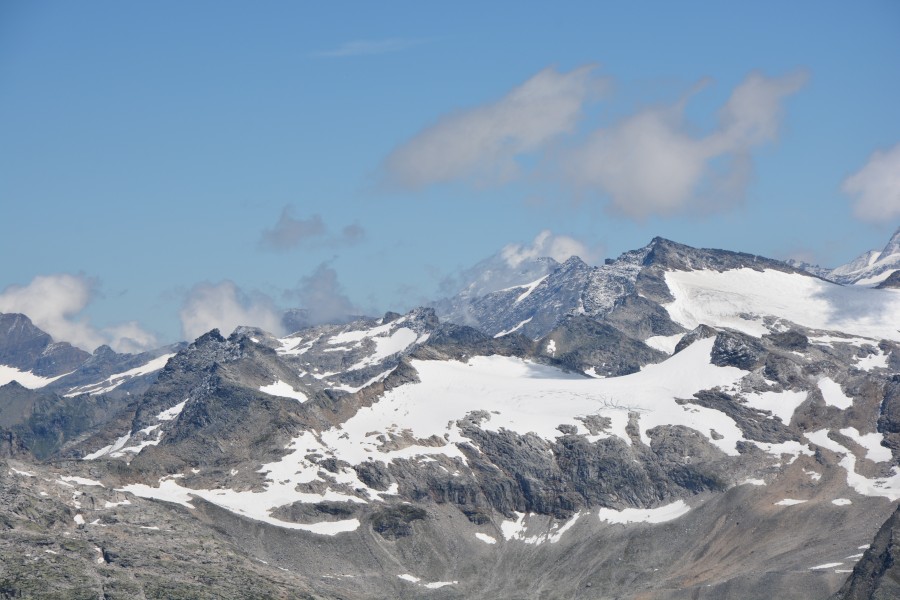 Großer Landeggkopf, Amertaler Höhe, Sillingkopf und Stubacher Sonnblick vom Abstieg vom Wildenkogel