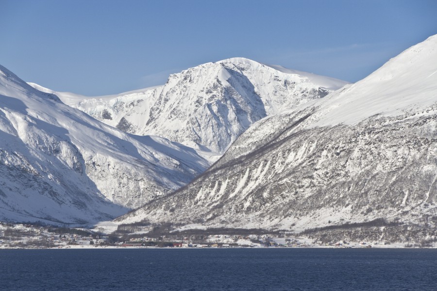 Jiehkkevárri east face over Lyngen fjord, 2012 March