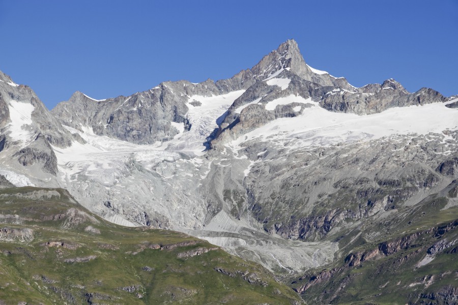 Zinalrothorn from mountain side between Zermatt and Gornergrat, Wallis, Switzerland, 2012 August