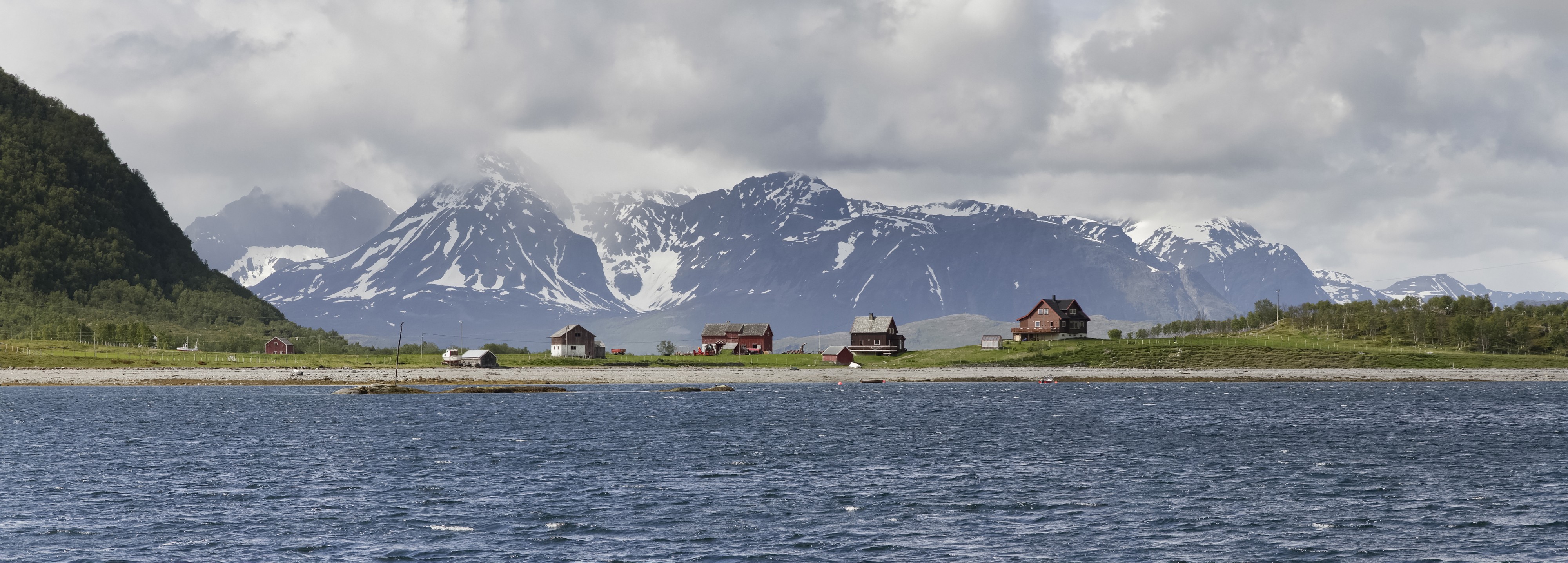 Houses of Sørneset and mountains of Kågen, 2012 June