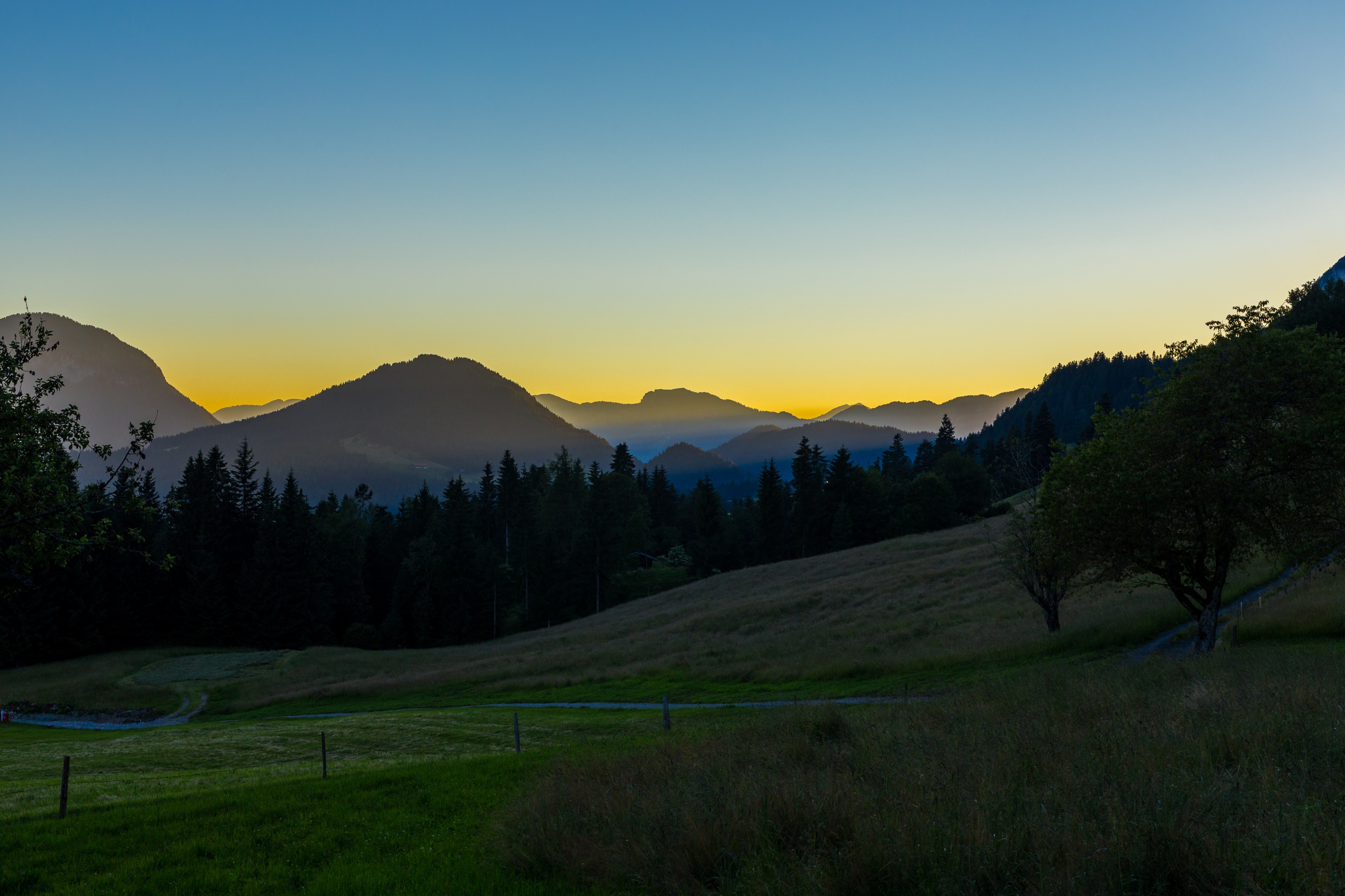 Sonnenuntergang am Kaisergebirge, Tirol, 160623, ako