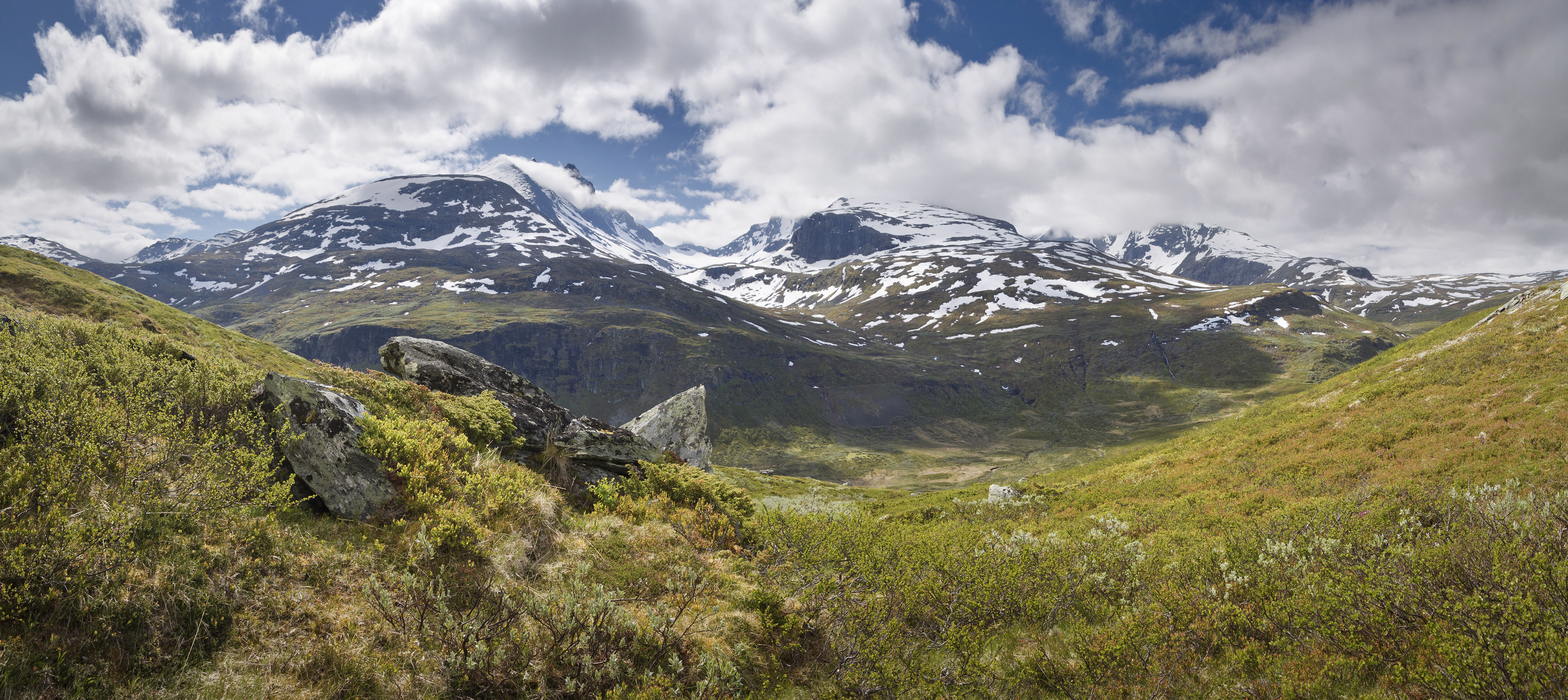 View to Helgedalen and Hurrungane mountains, 2013 June