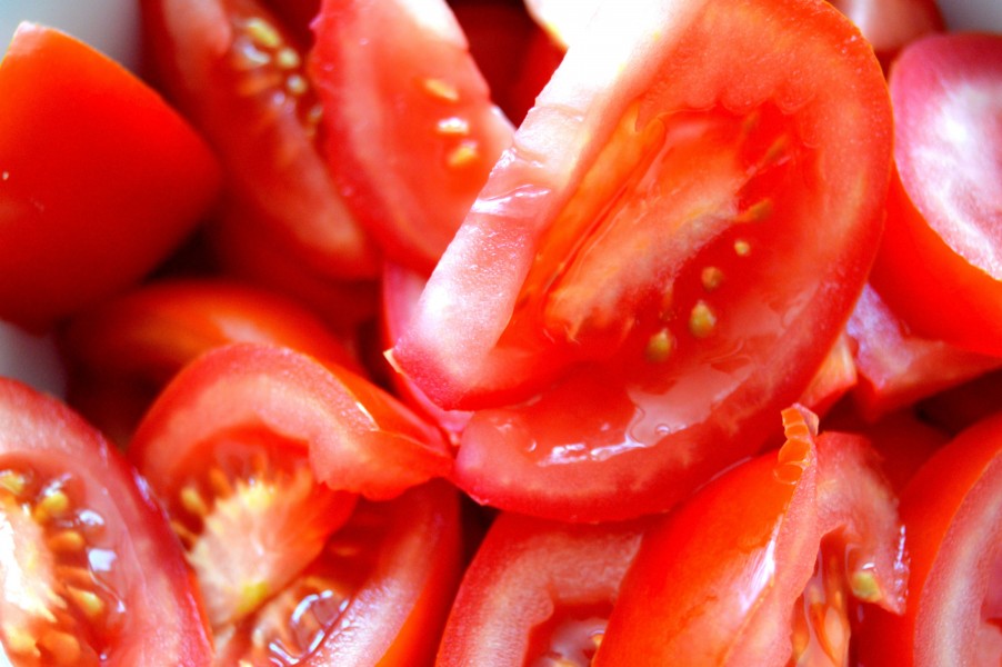 Close-up of sliced tomatoes