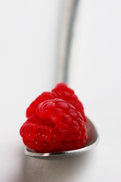 Raspberries on a spoon
