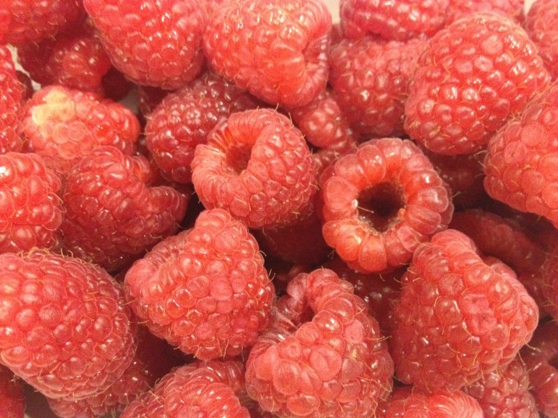 Raspberries on display