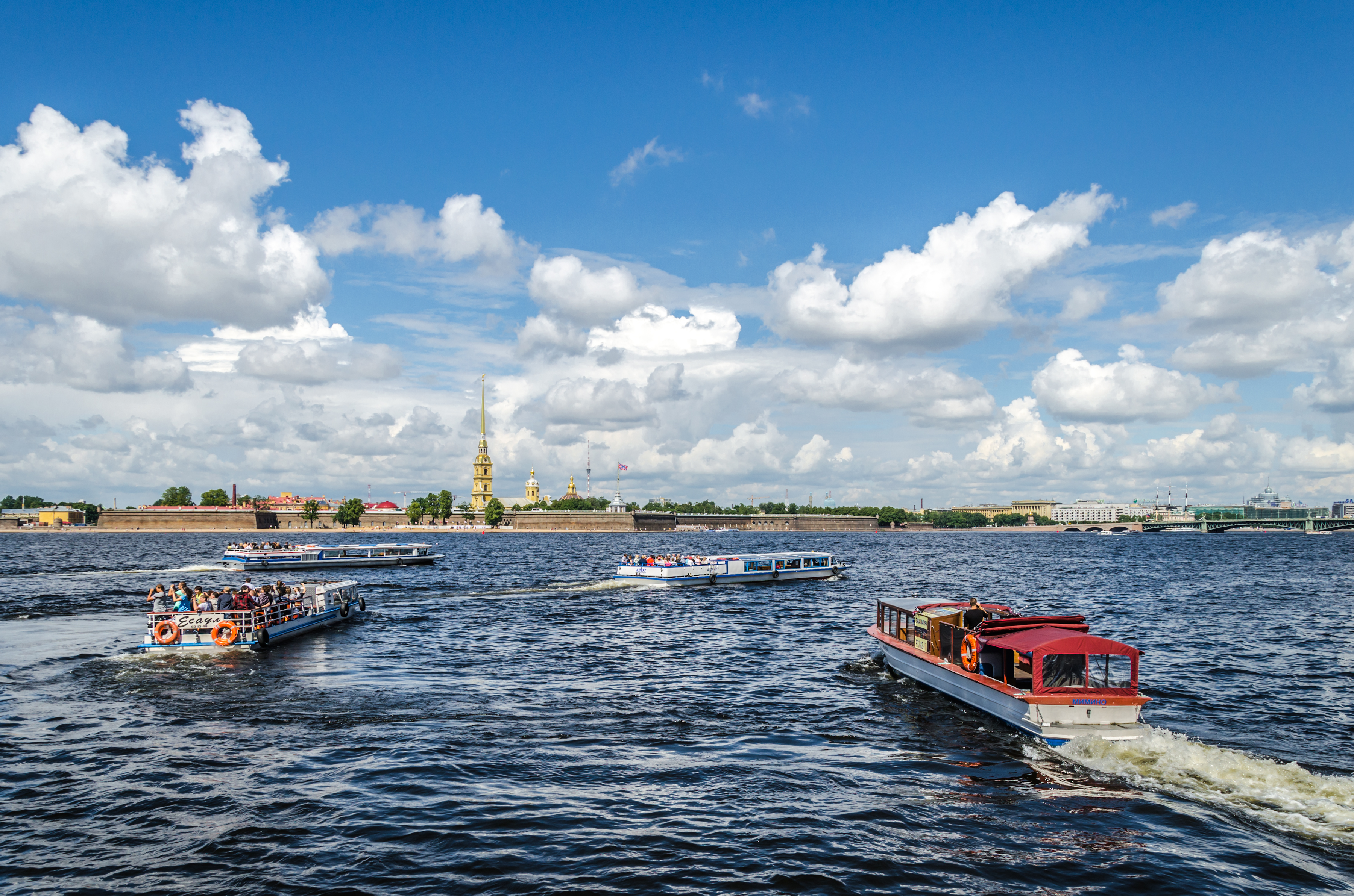 Boats on Big Neva river