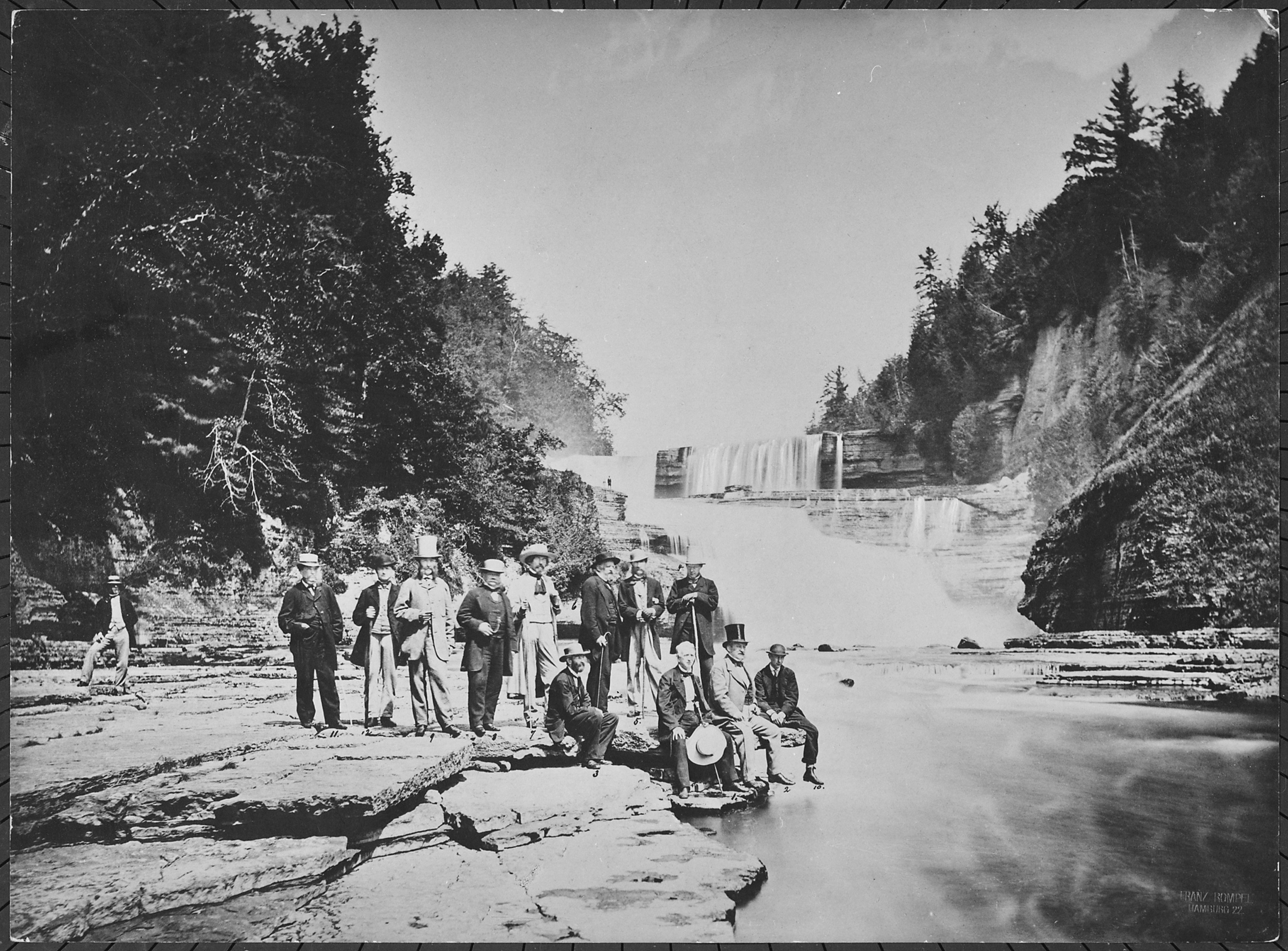 Diplomats at the foot of an unidentified waterfall, New York State, 08-1863 - NARA - 518056