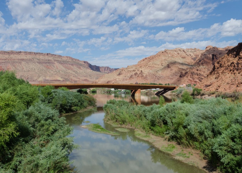 Bridge of US 191 crossing Colorado river near Moab, East view 20110816 2