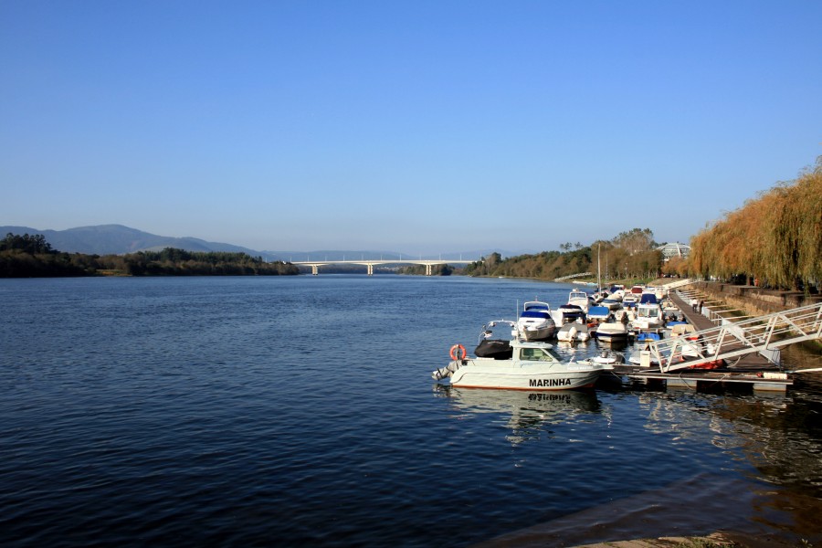 Minho River and port of Vila Nova de Cerveira, Portugal