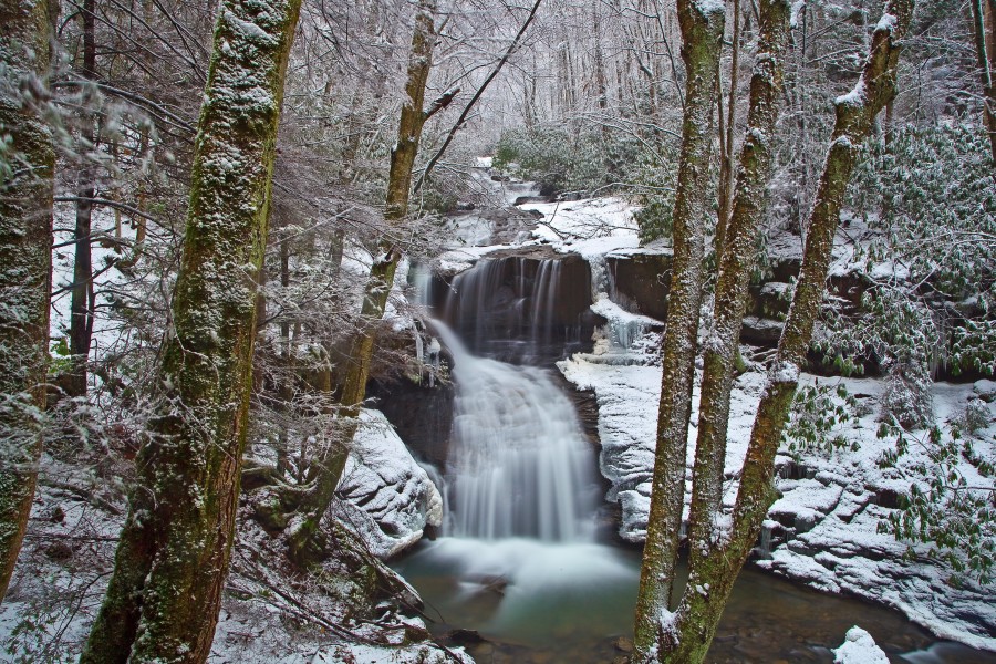 Snowy-winter-wv-ravine-waterfall - West Virginia - ForestWander